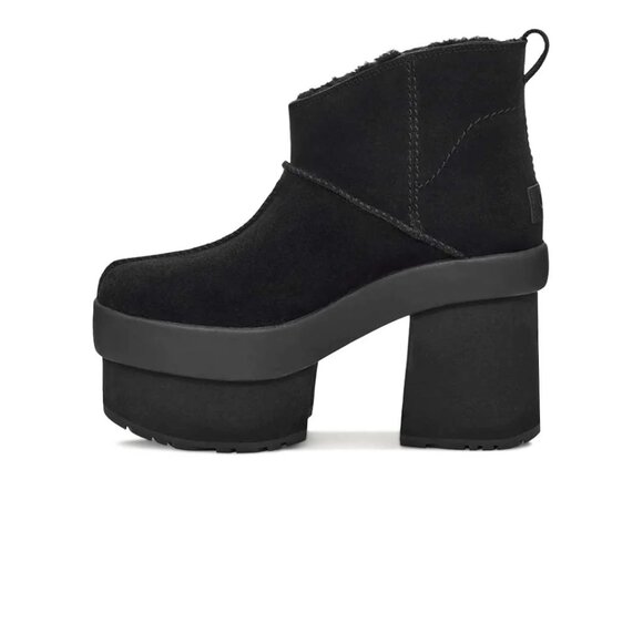 UGG Women's New Heights Platform Mini Black Suede Boots 1157910 size 7 NEW - Picture 11 of 16